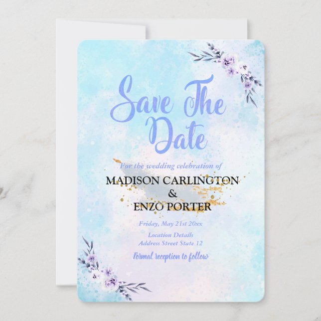 Save The Date Watercolor Pastel Invitation (Front)