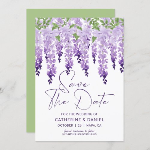 Save The Date Watercolor Wisteria Lilac Wedding