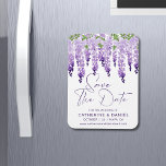 Save The Date Watercolor Wisteria Lilac Wedding Magnet<br><div class="desc">Save The Date Watercolor Wisteria Lilac Wedding Save The Date Magnets features elegant watercolor wisteria flowers in soft lilac, lavender and purple with green leaves on a white background with your Save The Date information below. Personalize by editing the text in the text boxes provided. Designed for you by ©Evco...</div>