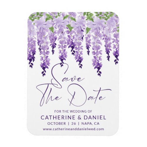 Save The Date Watercolor Wisteria Lilac Wedding Magnet