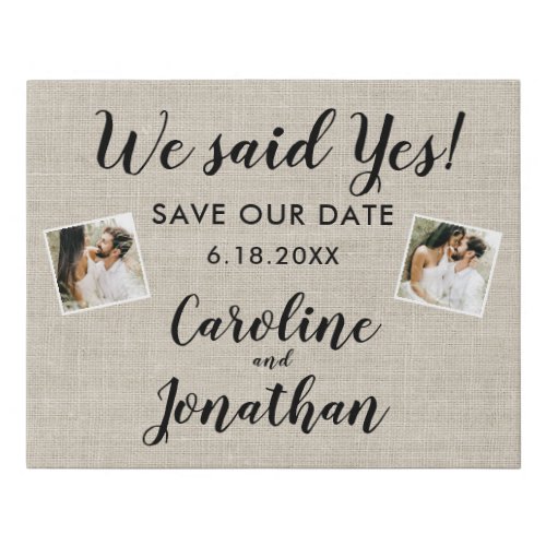 Save the Date We Said Yes Engagement Photo Prop Faux Canvas Print