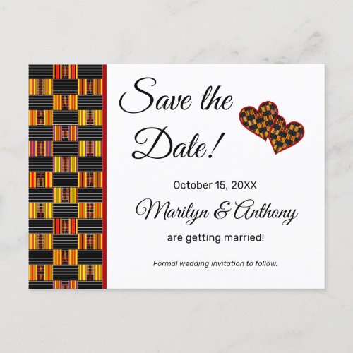 Save the Date Wedding African Kente K30 Postcard