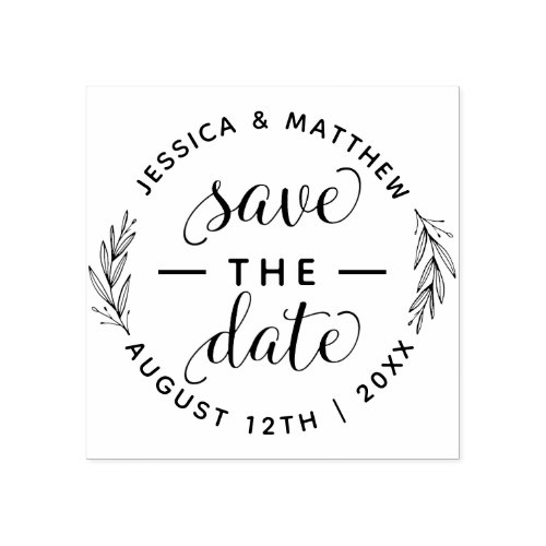 Save The Date Wedding Announcement Elegant Script Rubber Stamp