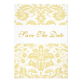 Gold Cream Damask Save the Date Cards