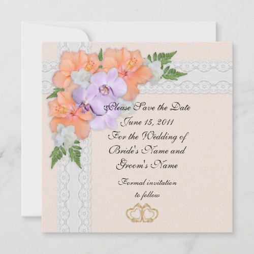 Save the date Wedding announcement orchids