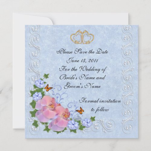 Save the date Wedding announcement orchids