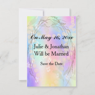 Save the Date Wedding Announcement Rainbow Colors