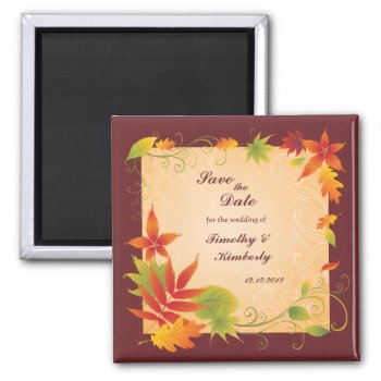 Save The Date Wedding Autumn Fall Leaves Magnet by Jamene at Zazzle