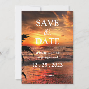 SAVE THE DATE WEDDING BEACH SUNSET INVITATION
