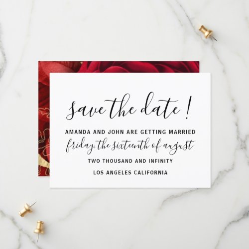 Save The Date Wedding Bride Monogram Red Roses