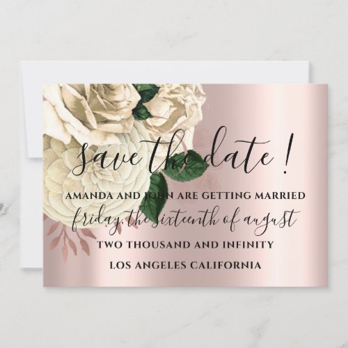 Save The Date Wedding Bride Roses Blush Mint Green