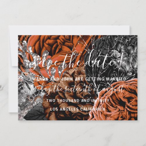 Save The Date Wedding Bride Roses Brown