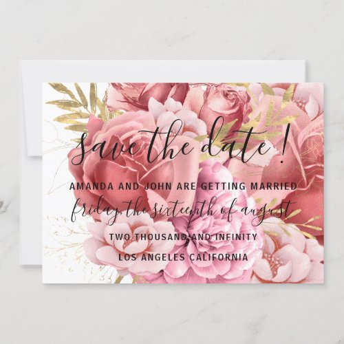 Save The Date Wedding Bride Roses Pink White