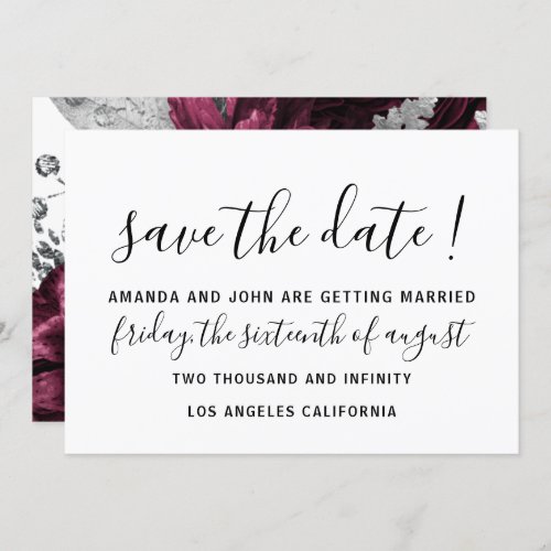 Save The Date Wedding Bride Roses White Burgundy 