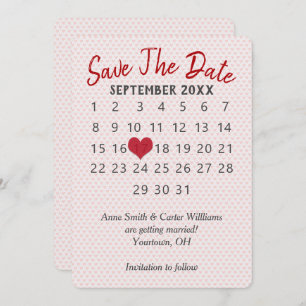 Save the Date Wedding Calendar Invitation