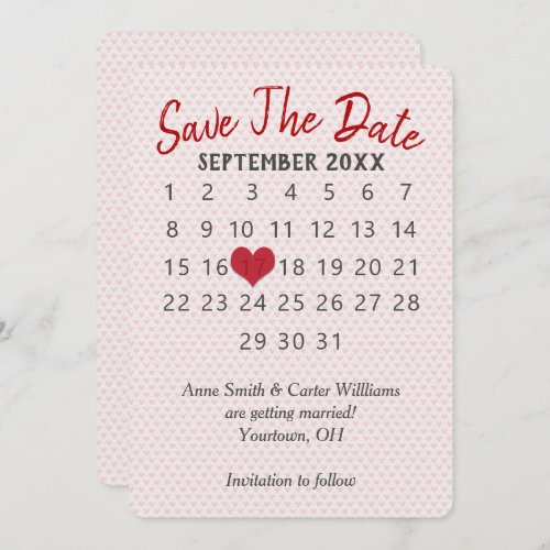 Save the Date Wedding Calendar   Invitation