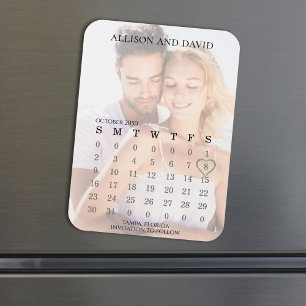 Save the Date Wedding Calendar Photo 6 Rows Sage Magnet