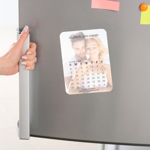 Save the Date Wedding Calendar Photo Magnet