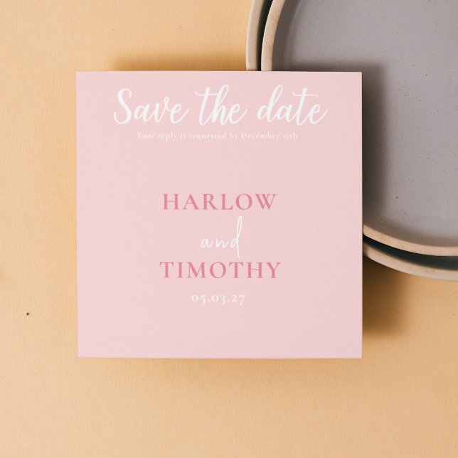 Save the Date Wedding card Pink QR code (Creator Uploaded)