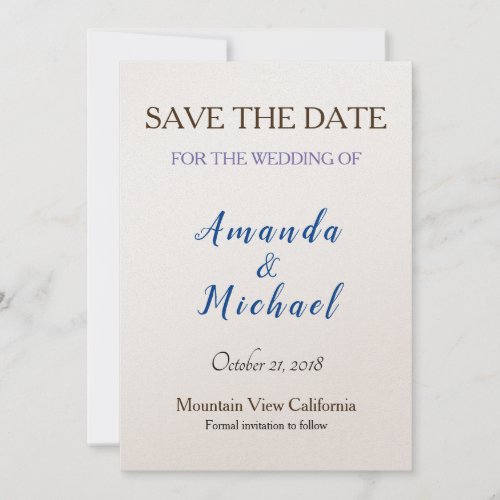 Save the Date Wedding Champagne Shimmer Classical