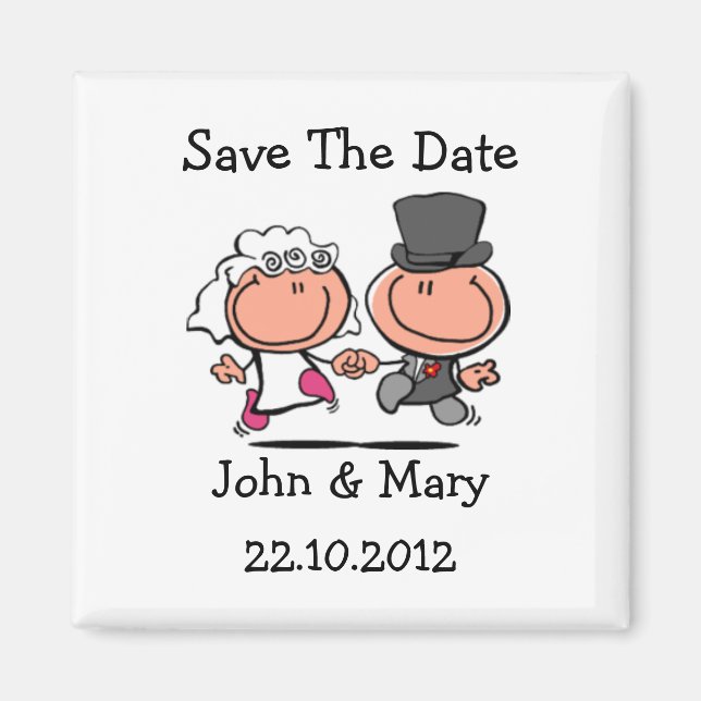 Save the Date Wedding Couple cartoon Magnet (Front)