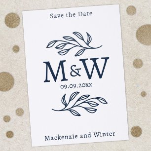 Save the Date Wedding Couple Monogram Initials Letterpress Photo Cards