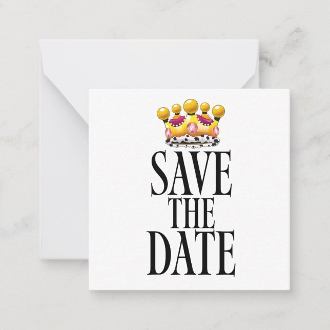Save the Date wedding crown Note Card (Front)