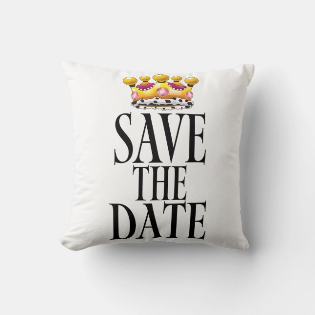 Save the Date wedding crown Throw Pillow (Front)