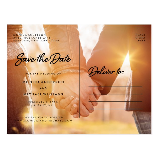 Save The Date Wedding Cute Couple Photo Postcard