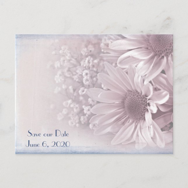 Save the Date wedding daisy bouquet Announcement Postcard (Front)