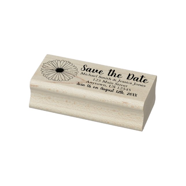 Save the Date Wedding Daisy Floral Flower Rubber Stamp (Stamp)