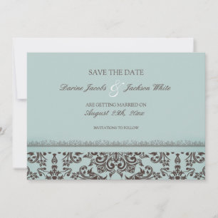 Save The Date Wedding Damask Flat Card