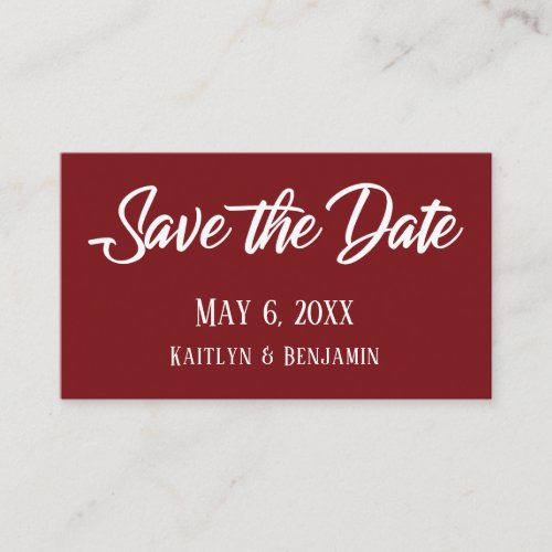 Save the Date  Wedding Detail Inserts Deep Red Business Card