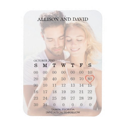 Save the Date Wedding Elegant Calendar 6 Rows  Magnet