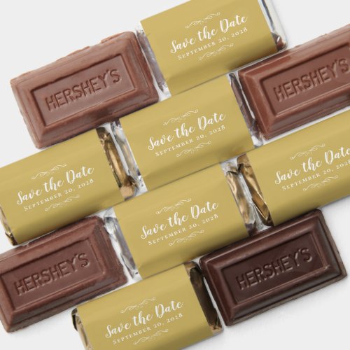 Save The Date Wedding Engagement Chic Yellow Gold Hersheys Miniatures