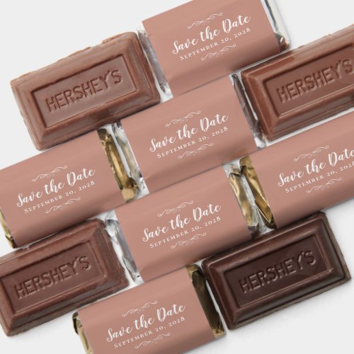 Save The Date Wedding Engagement Rose Gold Pink Hersheys Miniatures