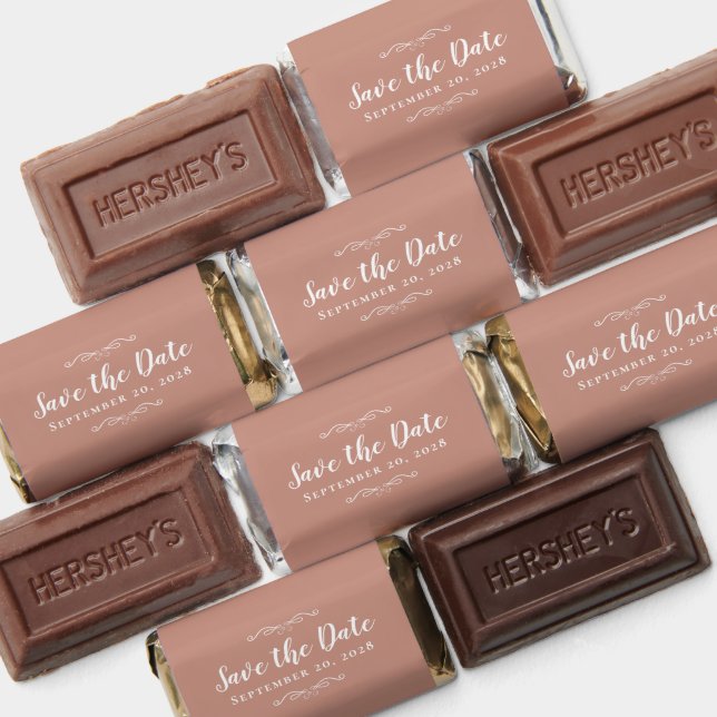 Save The Date Wedding Engagement Rose Gold Pink Hershey's Miniatures (Assorted)