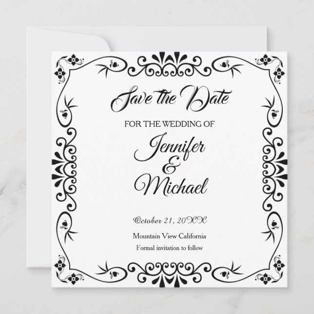 Save the Date Wedding Floral Pattern (Front)