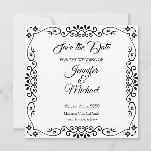 Save the Date Wedding Floral Pattern