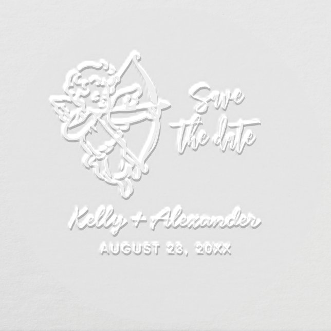 Save The Date Wedding Hand Drawn Angel Embosser (Design)