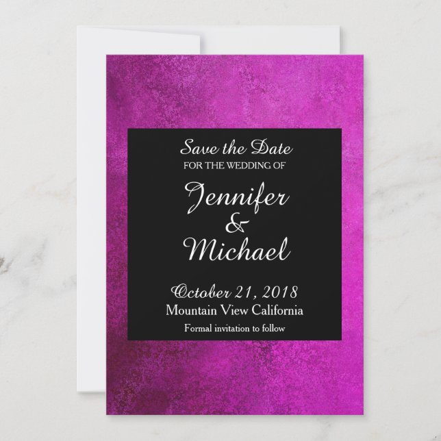 Save the Date Wedding Handwriting Black Pink (Front)