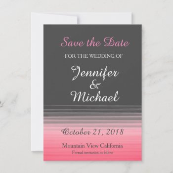 Save The Date Wedding Handwriting Grey Pink by made_in_atlantis at Zazzle