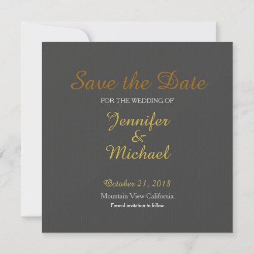 Save the Date Wedding Handwriting Laid Grey Gold