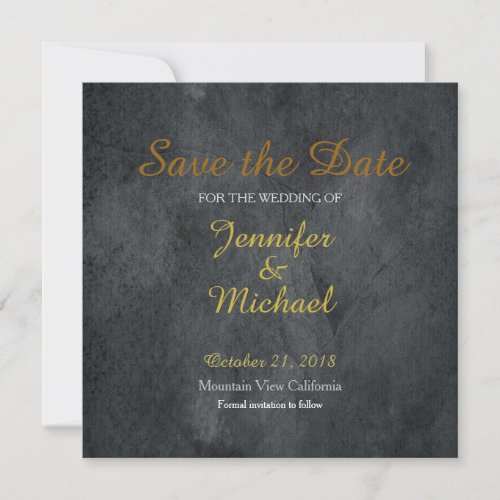 Save the Date Wedding Handwriting Laid Grey Gold