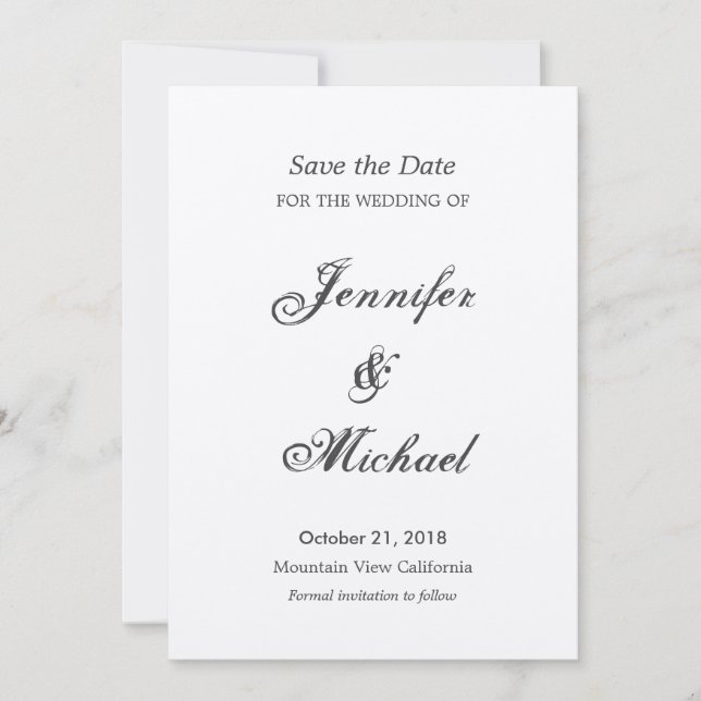 Save the Date Wedding Handwriting Unique Classical (Front)