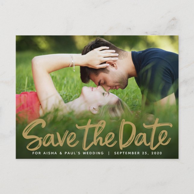 Save The Date Wedding Handwritten Script Photocard Postcard (Front)