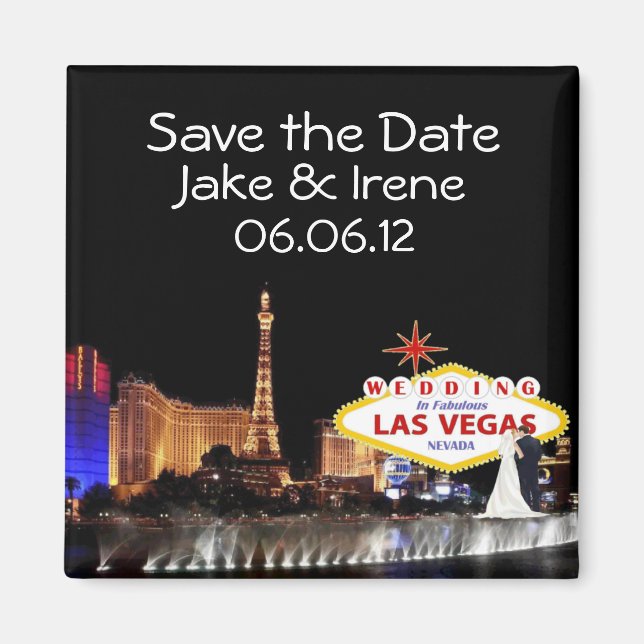 Save the Date Wedding In Las Vegas Magnet (Front)