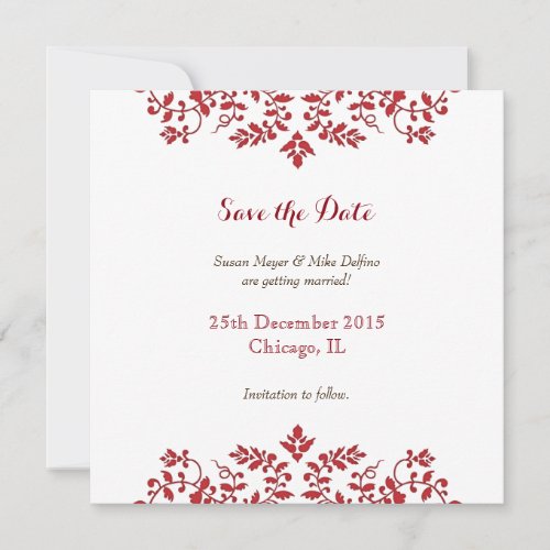 Save the date wedding invitation card damask