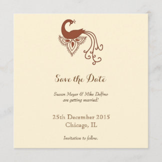 Save the date wedding invitation card peacock