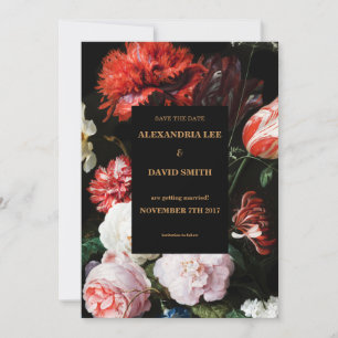 Save the Date Wedding Invitation Dark Red Floral